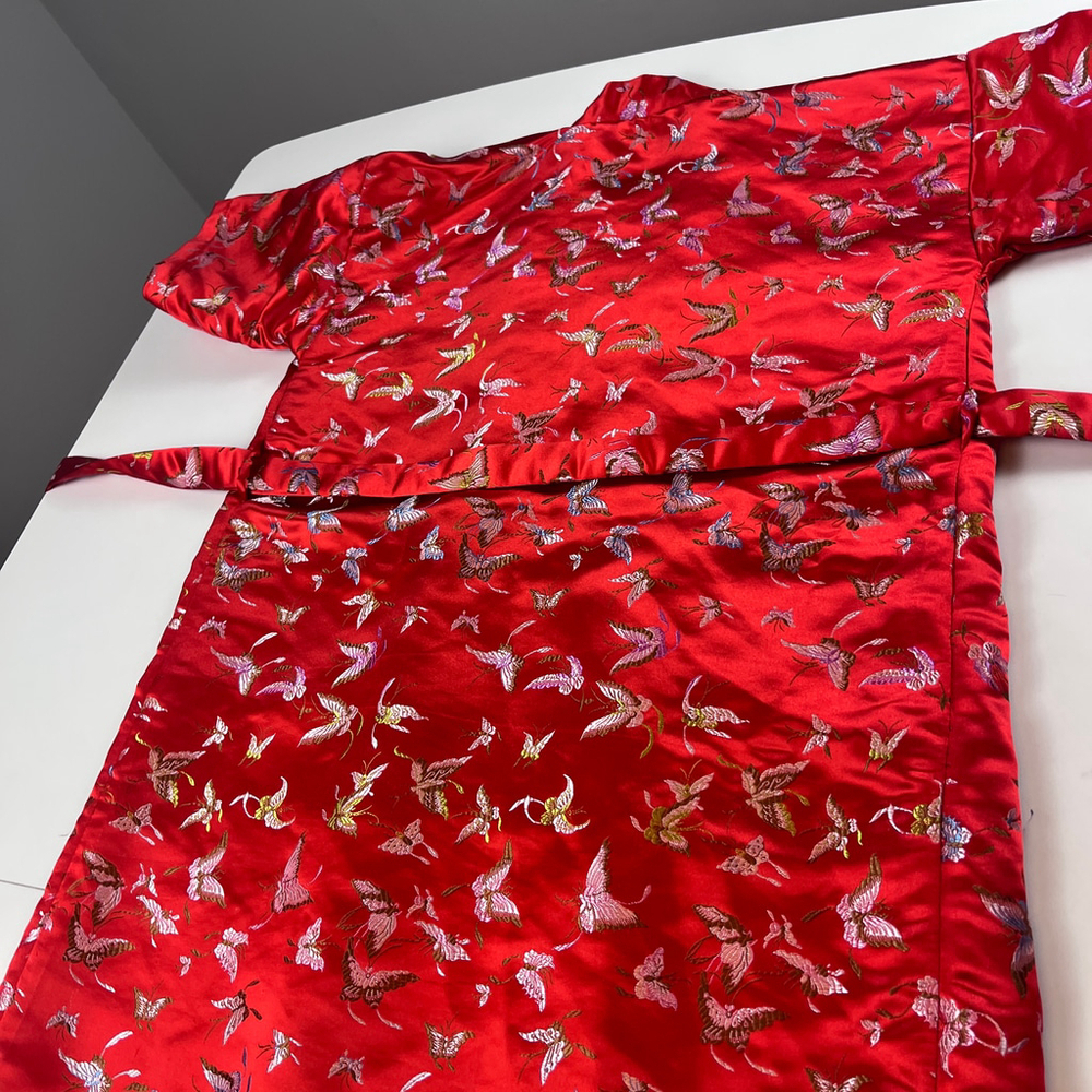Sheng Tangkuyi women robe kimono butterfly print red size XS - Picture 4 of 9